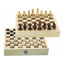 jeu d'échecs et dames en bois